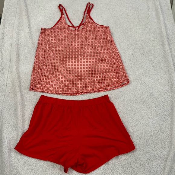 Cacique PJ Pajama Set Cami Top And Short Size 14/16 Red White 100% Cotton Knit - Picture 13 of 15